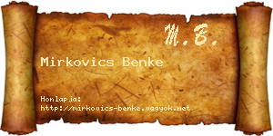 Mirkovics Benke névjegykártya